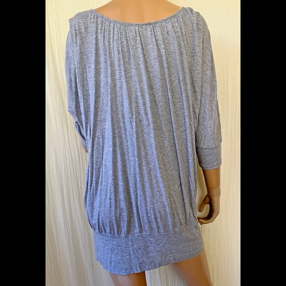 Splendid heather gray tunic deep scoop neck button down Small - Picture 7 of 9